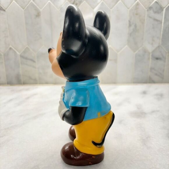 Antique Vtg Walt Disney Mickey Mouse Rubber Collectible Toy Figure Multicolor OS - Picture 4 of 7